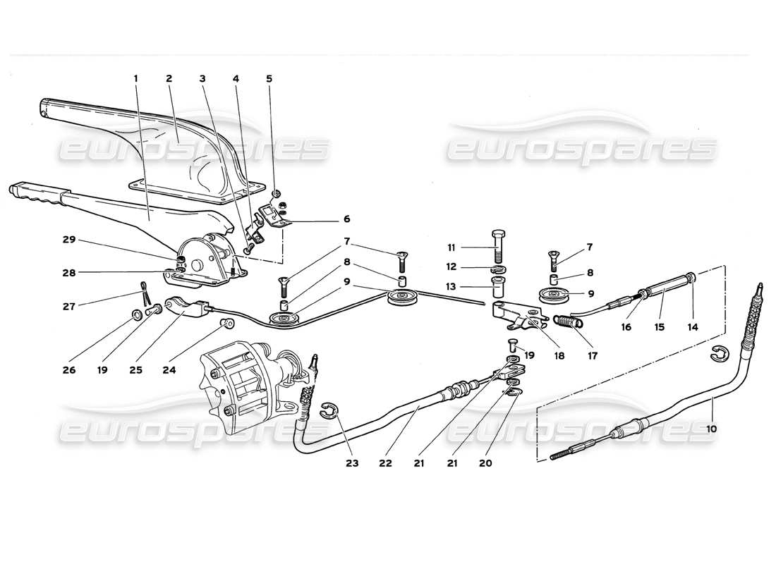 Lamborghini Diablo GT (1999) Handbrake Parts Diagram