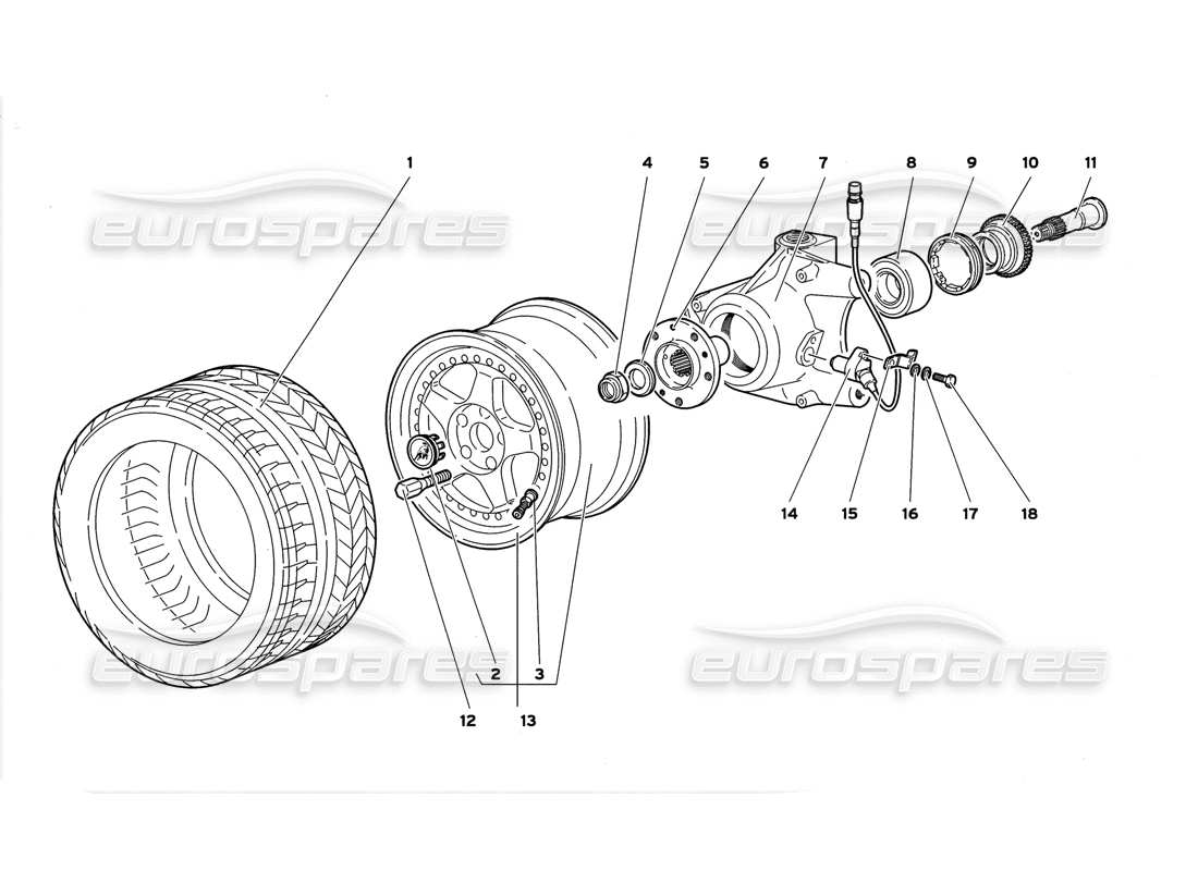 Lamborghini Diablo GT (1999) Front Wheel and Hub Carrier Parts Diagram