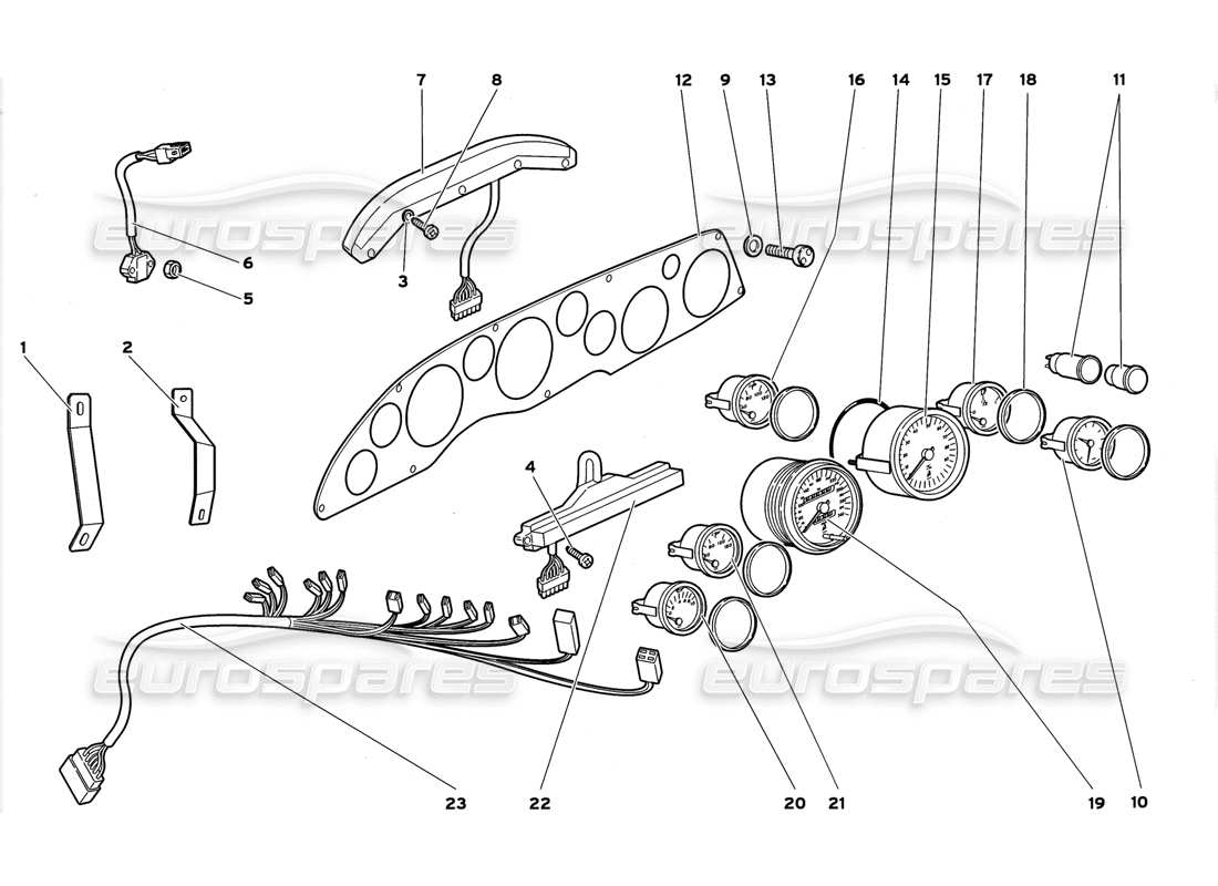 Lamborghini Diablo GT (1999) dashboard instruments Parts Diagram