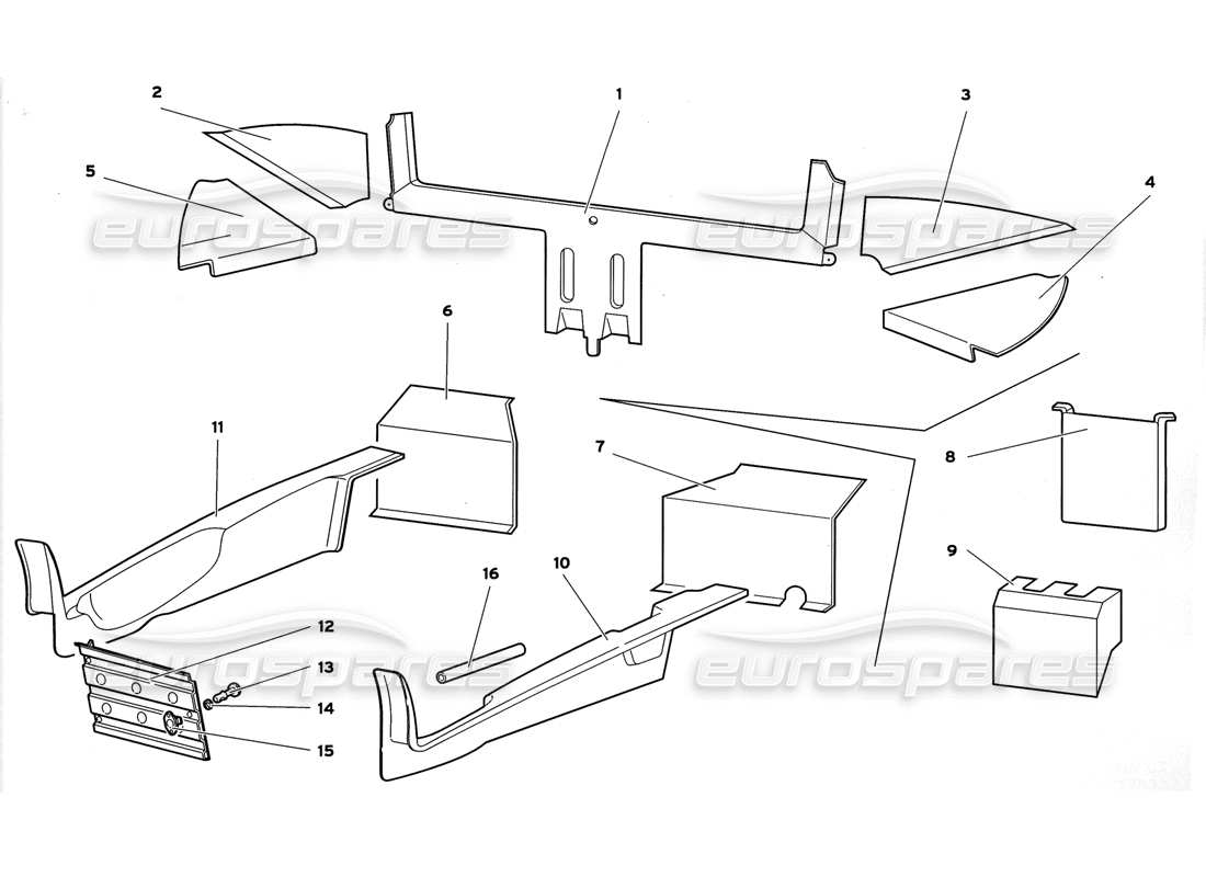 Lamborghini Diablo GT (1999) Passenger Compartment Trim Parts Diagram