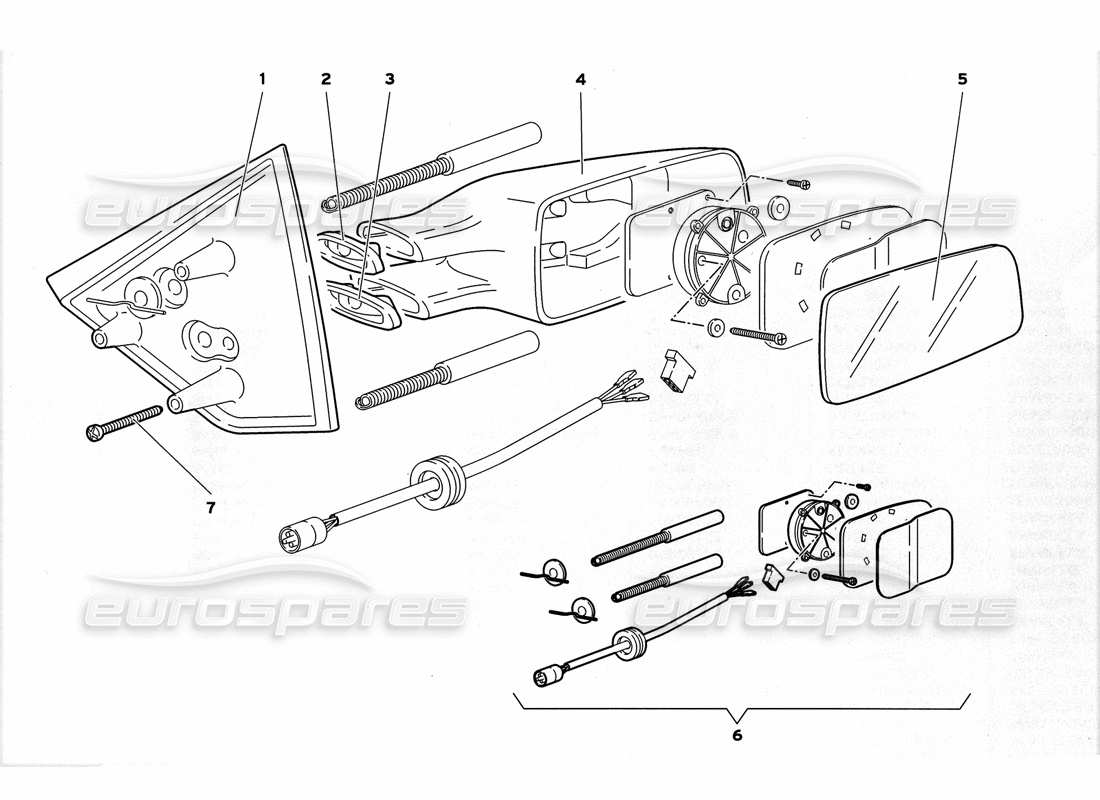 Lamborghini Diablo GT (1999) EXTERNAL REAR VIEW MIRRORS Parts Diagram