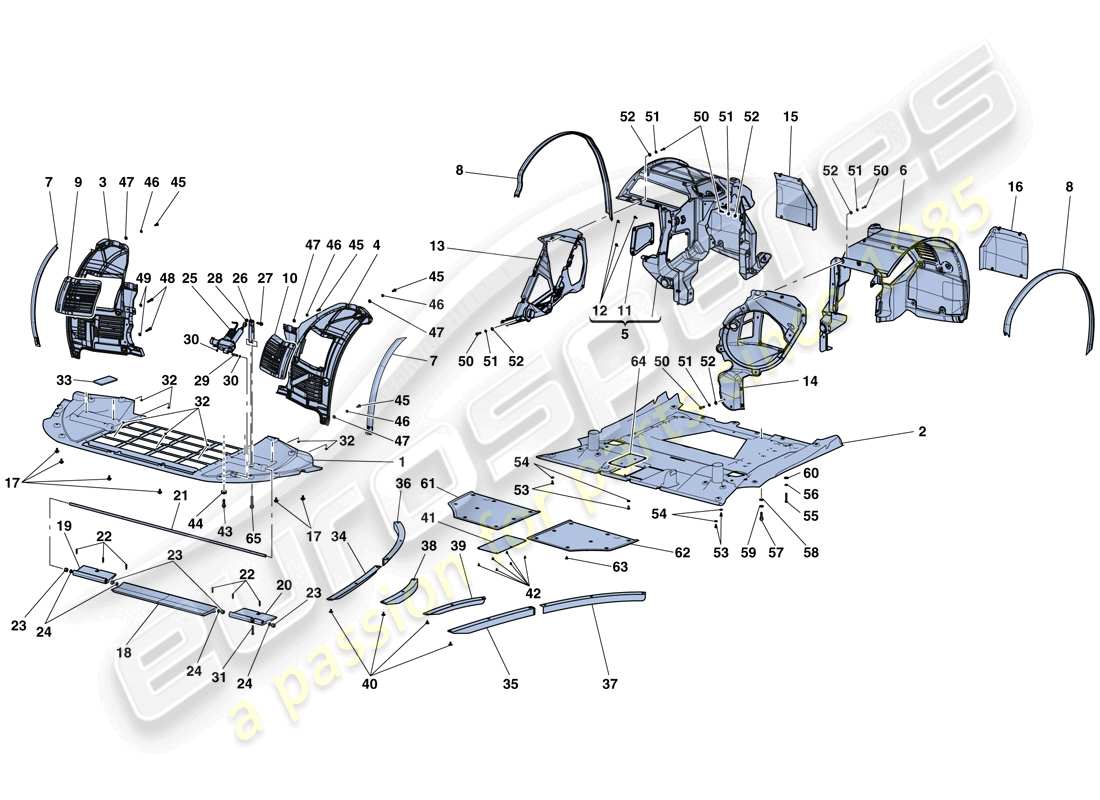 Ferrari LaFerrari Aperta (Europe) FLAT UNDERTRAY AND WHEELHOUSES Part Diagram