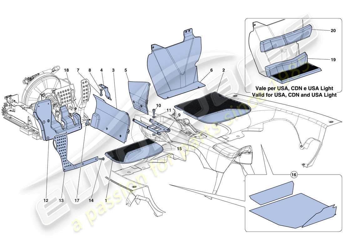 Ferrari LaFerrari Aperta (Europe) PASSENGER COMPARTMENT MATS Part Diagram