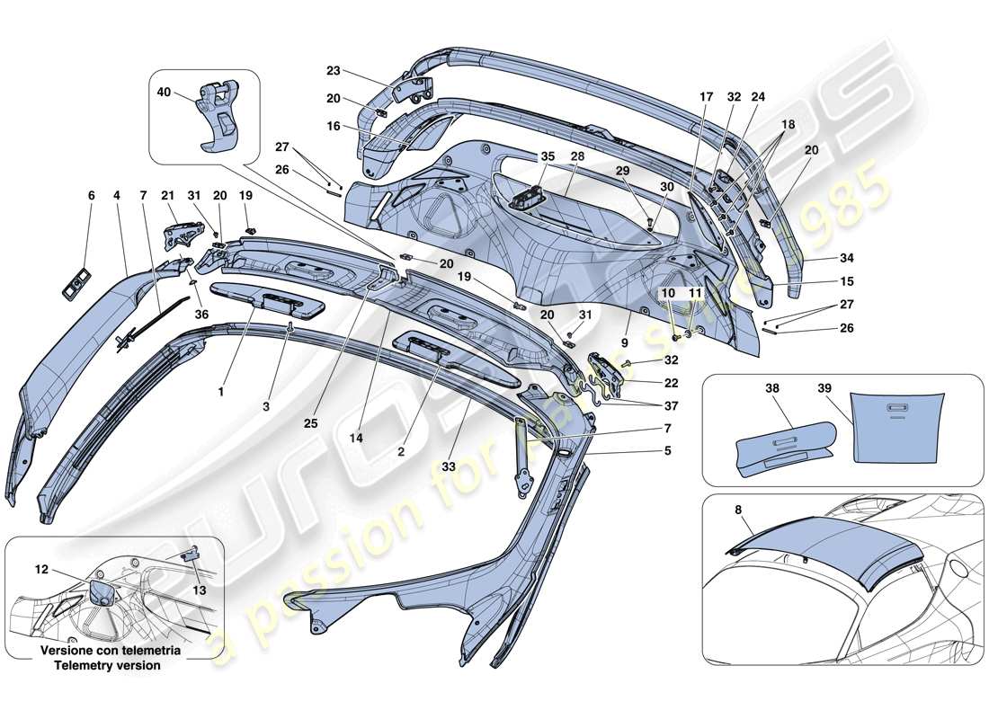 Ferrari LaFerrari Aperta (Europe) HEADLINER TRIM AND ACCESSORIES Part Diagram