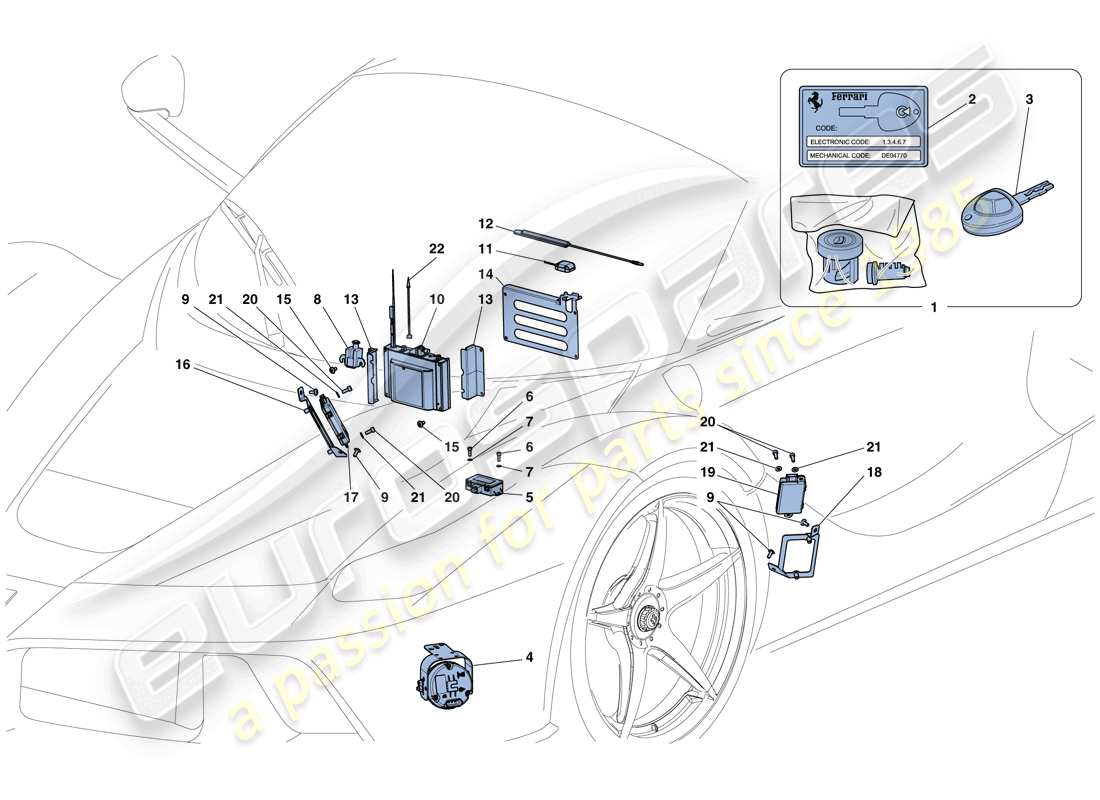 Ferrari LaFerrari Aperta (Europe) ANTITHEFT SYSTEM Part Diagram