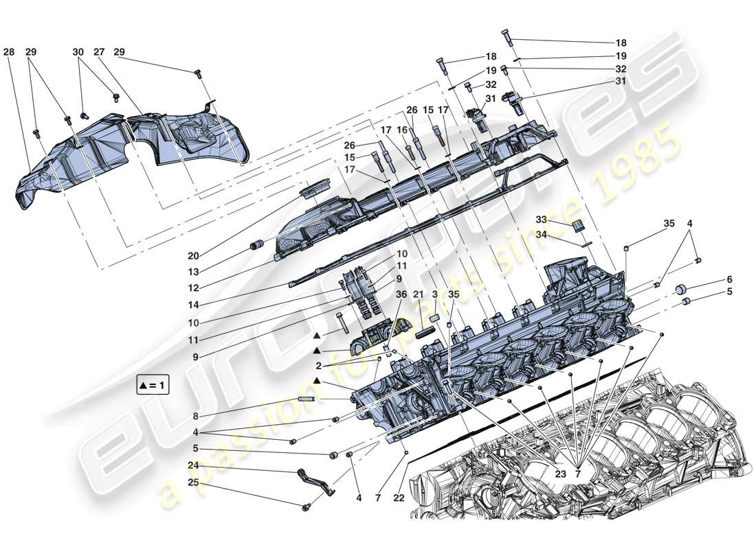 Ferrari LaFerrari Aperta (USA) right hand cylinder head Part Diagram