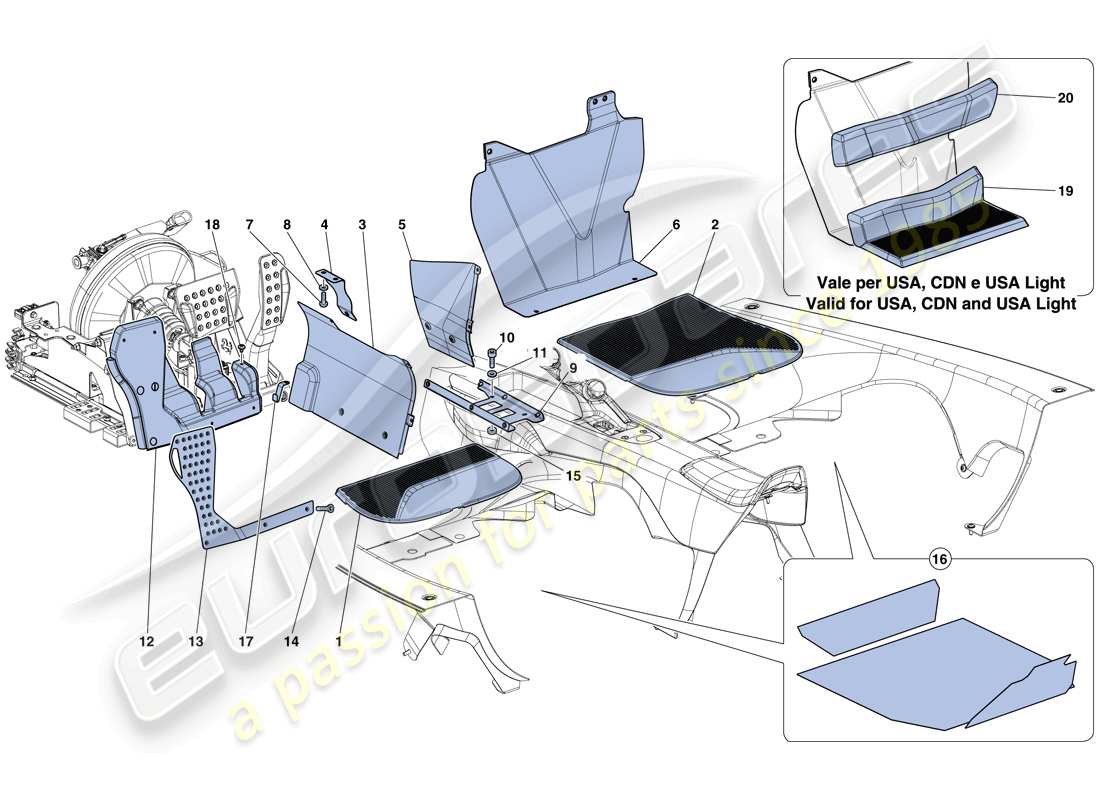 Ferrari LaFerrari Aperta (USA) PASSENGER COMPARTMENT MATS Parts Diagram