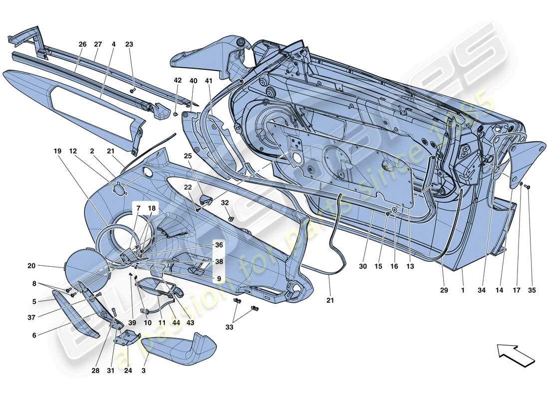 Ferrari LaFerrari Aperta (USA) DOORS - SUBSTRUCTURE AND TRIM Part Diagram