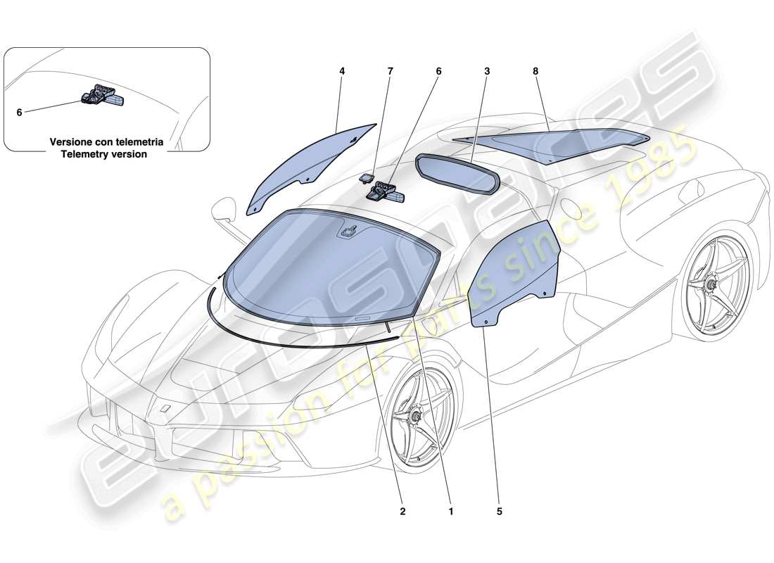 Ferrari LaFerrari Aperta (USA) WINDOWS AND SCREENS Parts Diagram