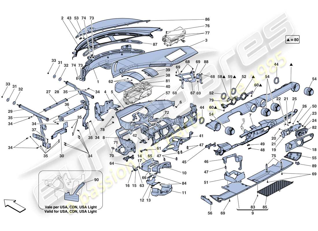 Ferrari LaFerrari Aperta (USA) DASHBOARD Parts Diagram