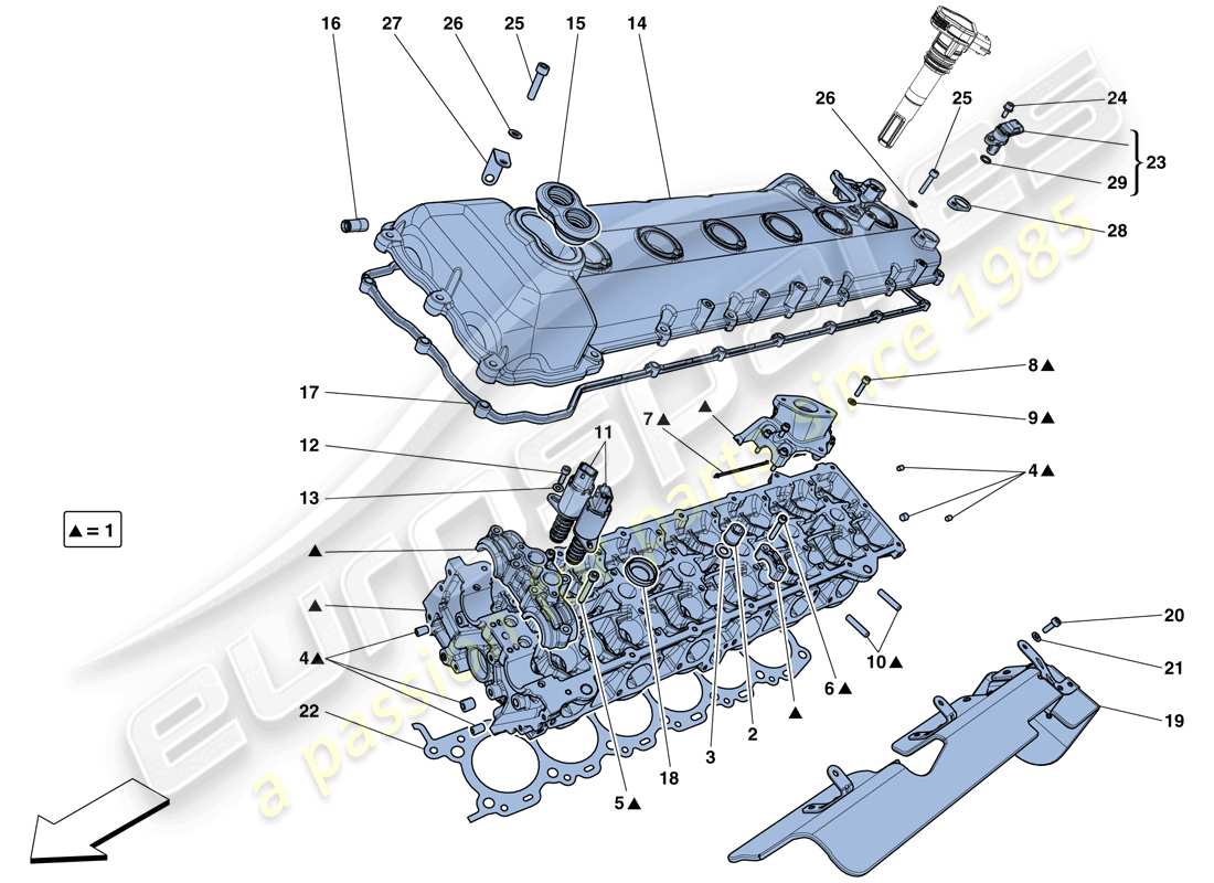 Ferrari GTC4 Lusso (Europe) left hand cylinder head Part Diagram