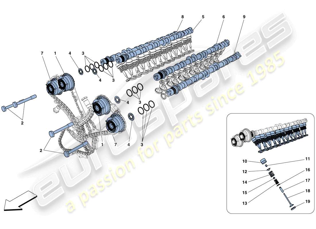 Ferrari GTC4 Lusso (Europe) timing system - tappets Part Diagram