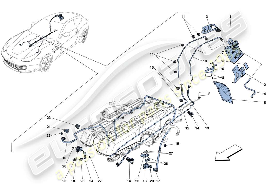 Ferrari GTC4 Lusso (Europe) evaporative emissions control system Part Diagram