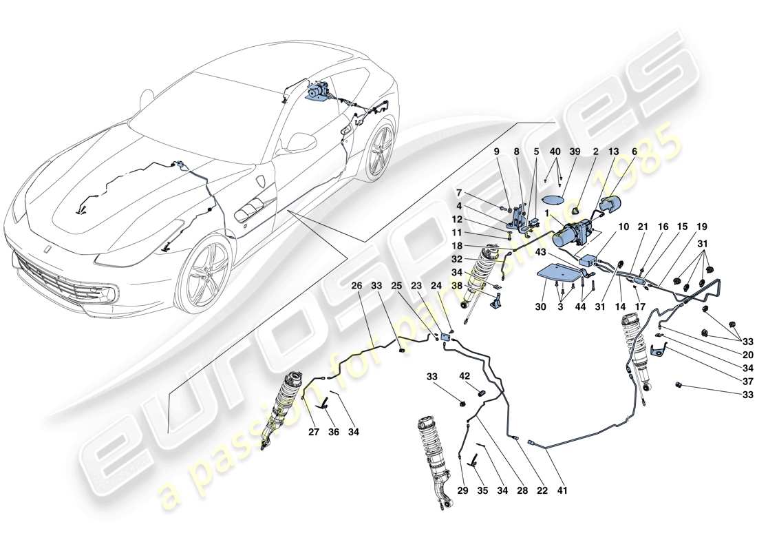 Ferrari GTC4 Lusso (Europe) VEHICLE LIFT SYSTEM Part Diagram