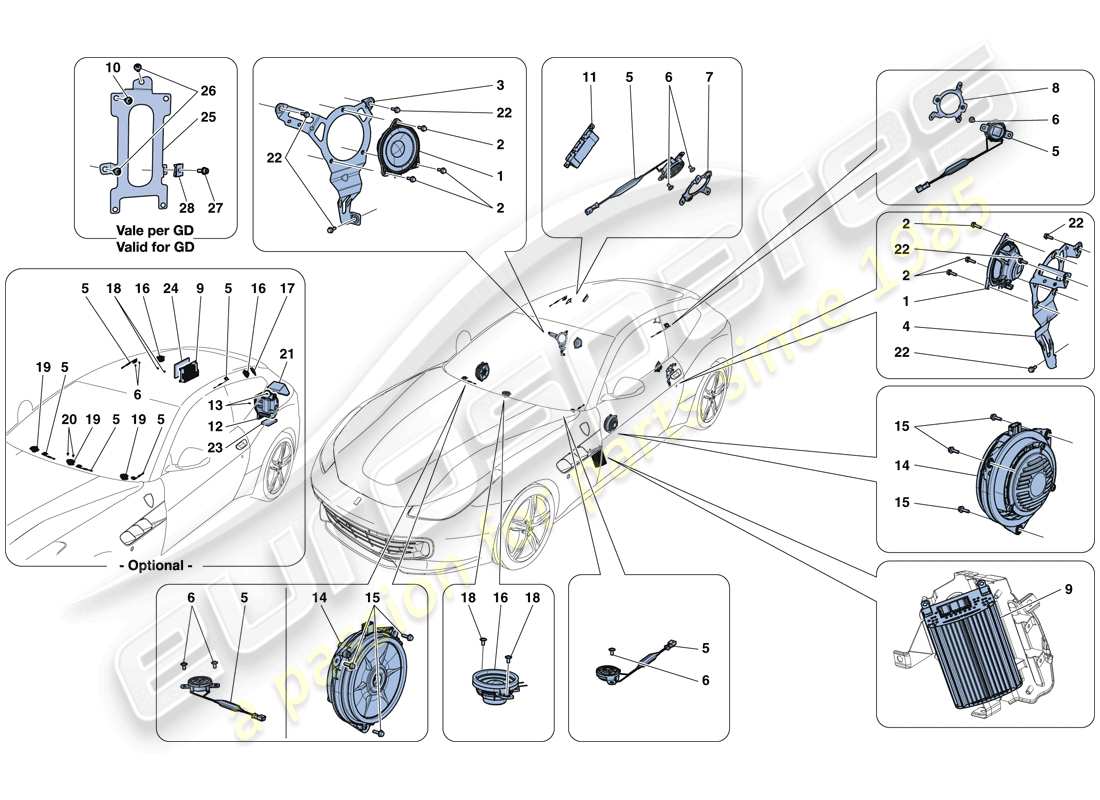 Ferrari GTC4 Lusso (Europe) AUDIO SPEAKER SYSTEM Part Diagram