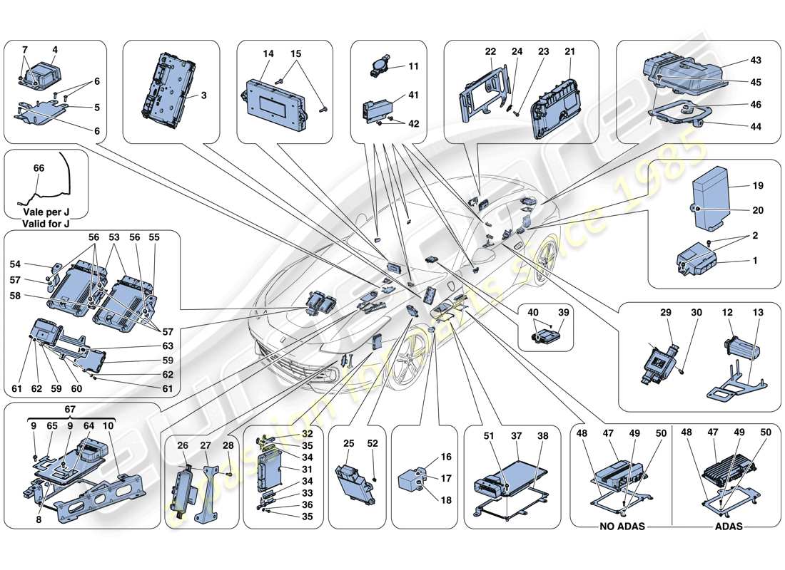 Ferrari GTC4 Lusso (RHD) VEHICLE ECUs Parts Diagram