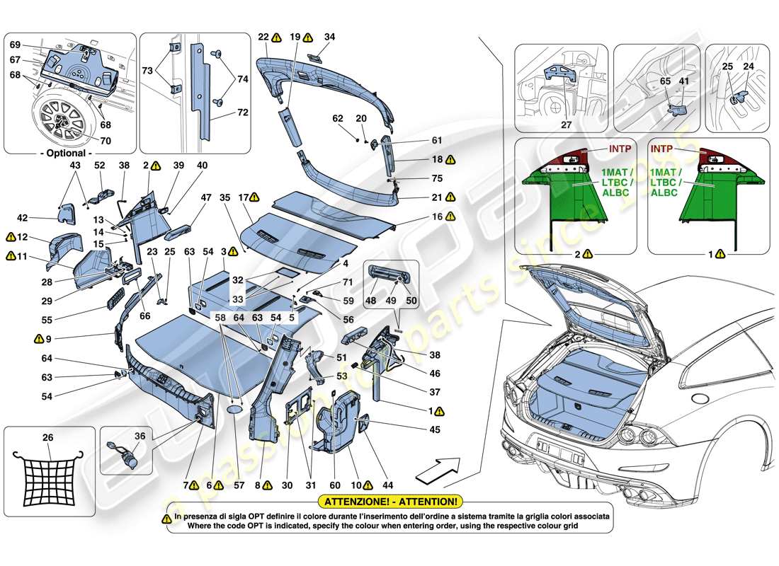 Ferrari GTC4 Lusso (USA) LUGGAGE COMPARTMENT MATS Parts Diagram