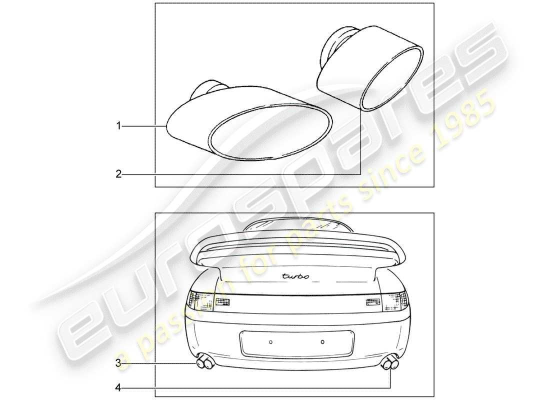 Porsche Classic accessories (1950) TAIL PIPE - SPORT - D - MJ 1995>> - MJ 1998 Part Diagram