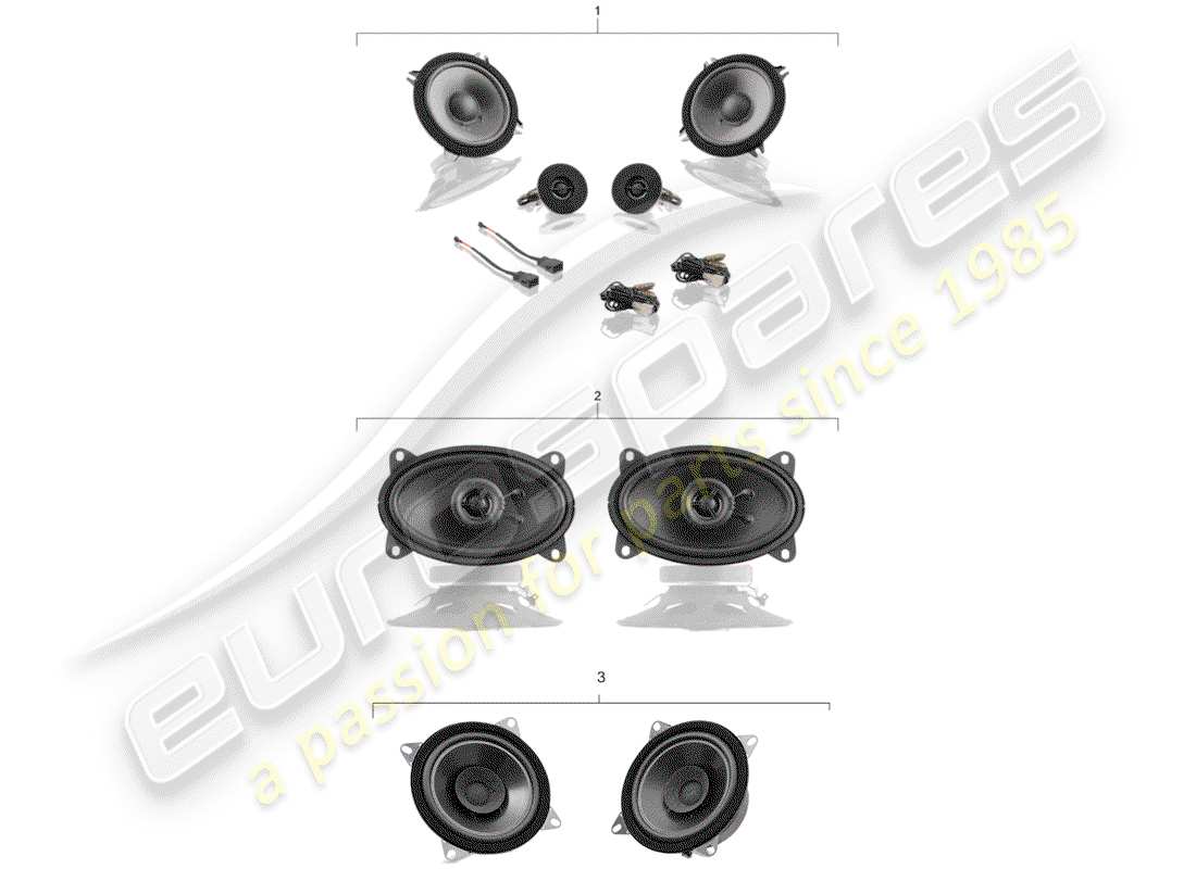 Porsche Classic accessories (1950) PORSCHE CLASSIC - LOUDSPEAKER KIT - SOUND SYSTEM Part Diagram