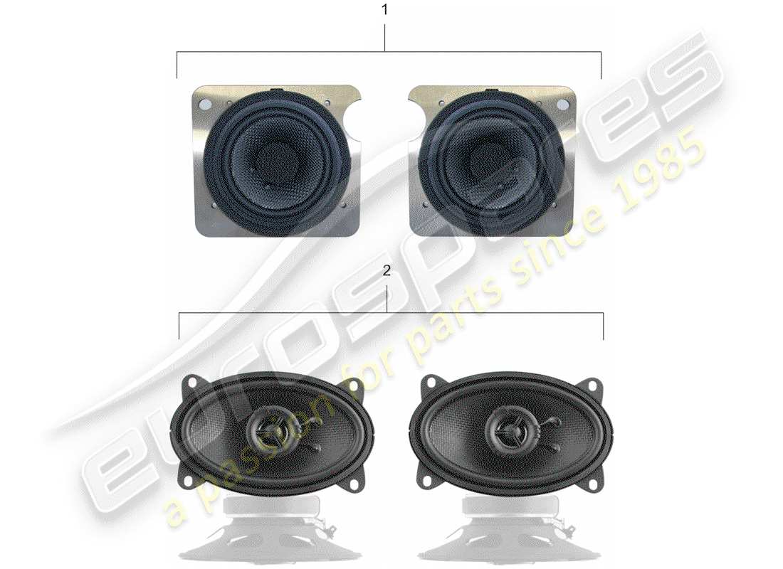 Porsche Classic accessories (1951) PORSCHE CLASSIC - LOUDSPEAKER KIT - SOUND SYSTEM Part Diagram