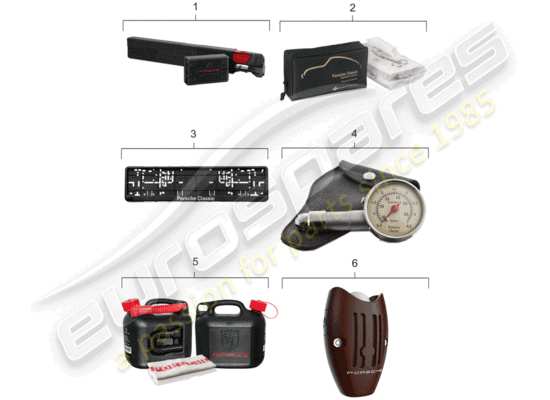 a part diagram from the Porsche Classic accessories parts catalogue