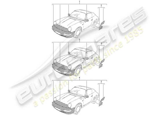 a part diagram from the Porsche Classic accessories (1954) parts catalogue