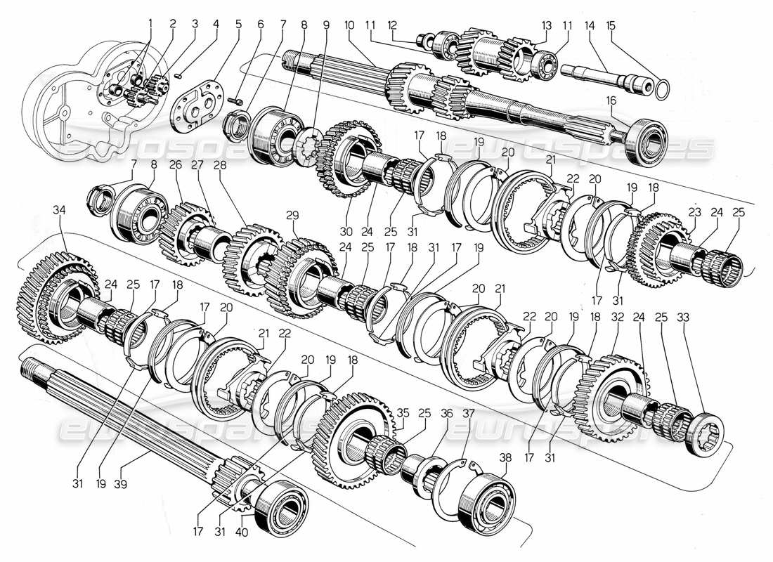 Lamborghini Jalpa 3.5 (1984) GEARBOX Parts Diagram