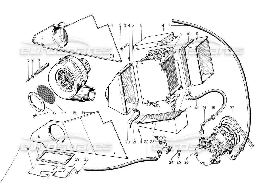 Lamborghini Jalpa 3.5 (1984) Air Conditioning Parts Diagram