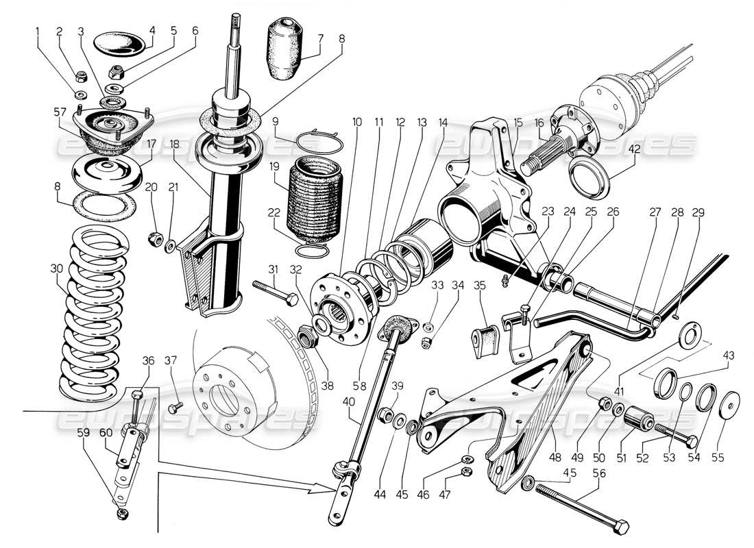 Lamborghini Jalpa 3.5 (1984) Rear Suspension Parts Diagram