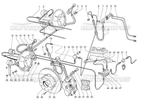 a part diagram from the Lamborghini Jalpa 3.5 (1984) parts catalogue