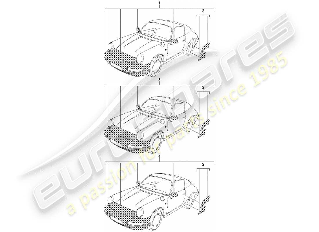 Porsche Classic accessories (1964) STONE PROTECTION FOIL Part Diagram