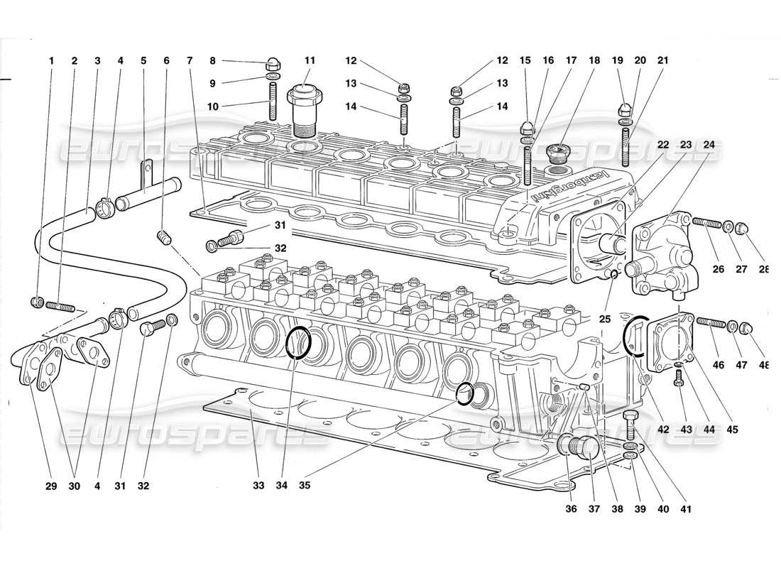 Lamborghini Diablo Roadster (1998) accessories for left cylinder head Parts Diagram