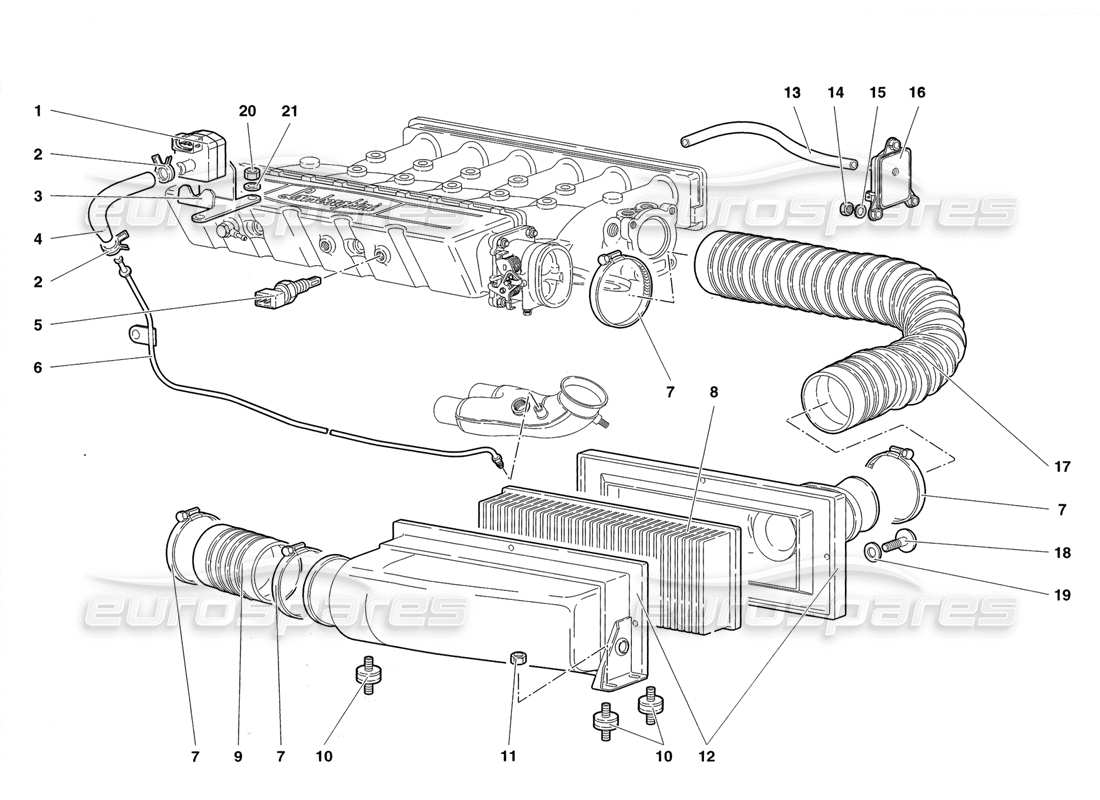 Lamborghini Diablo Roadster (1998) Air Filters Parts Diagram