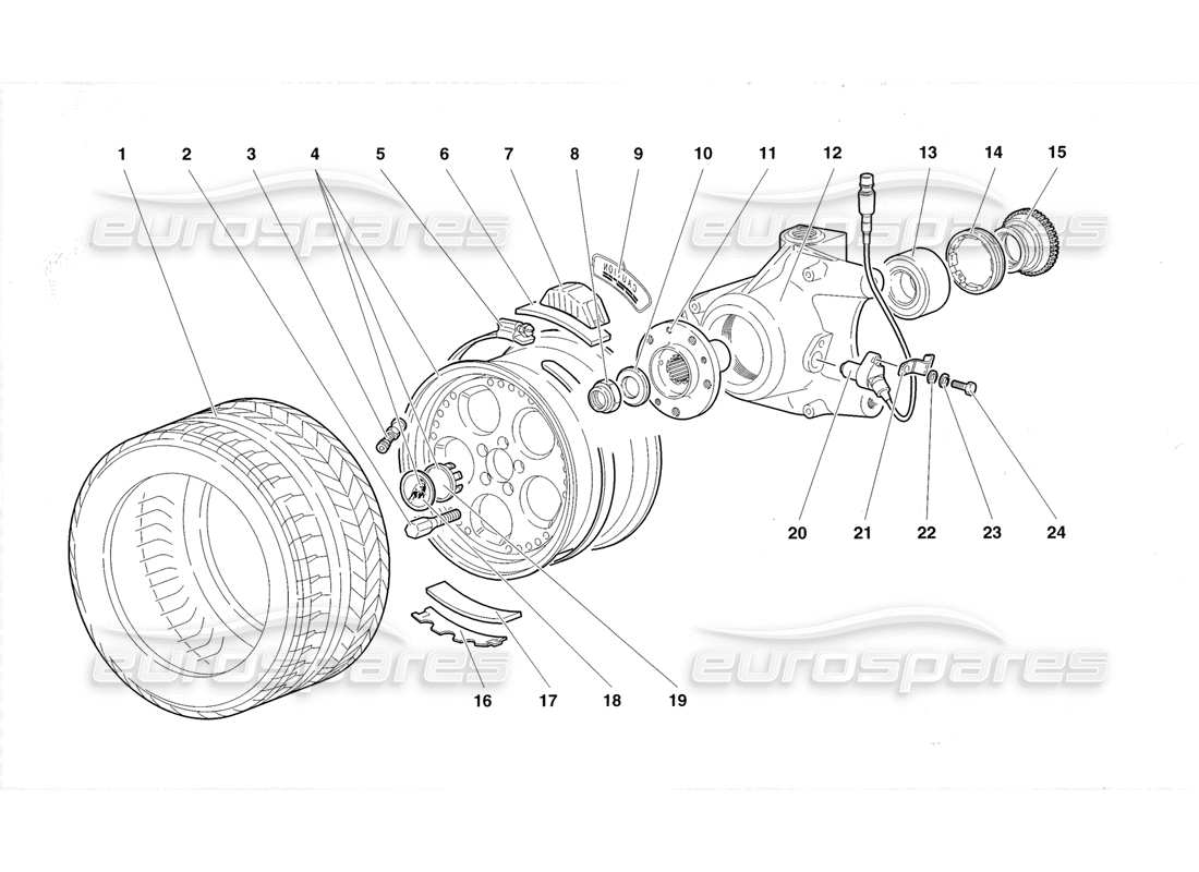 Lamborghini Diablo Roadster (1998) Front Wheel and Hub Carrier Parts Diagram