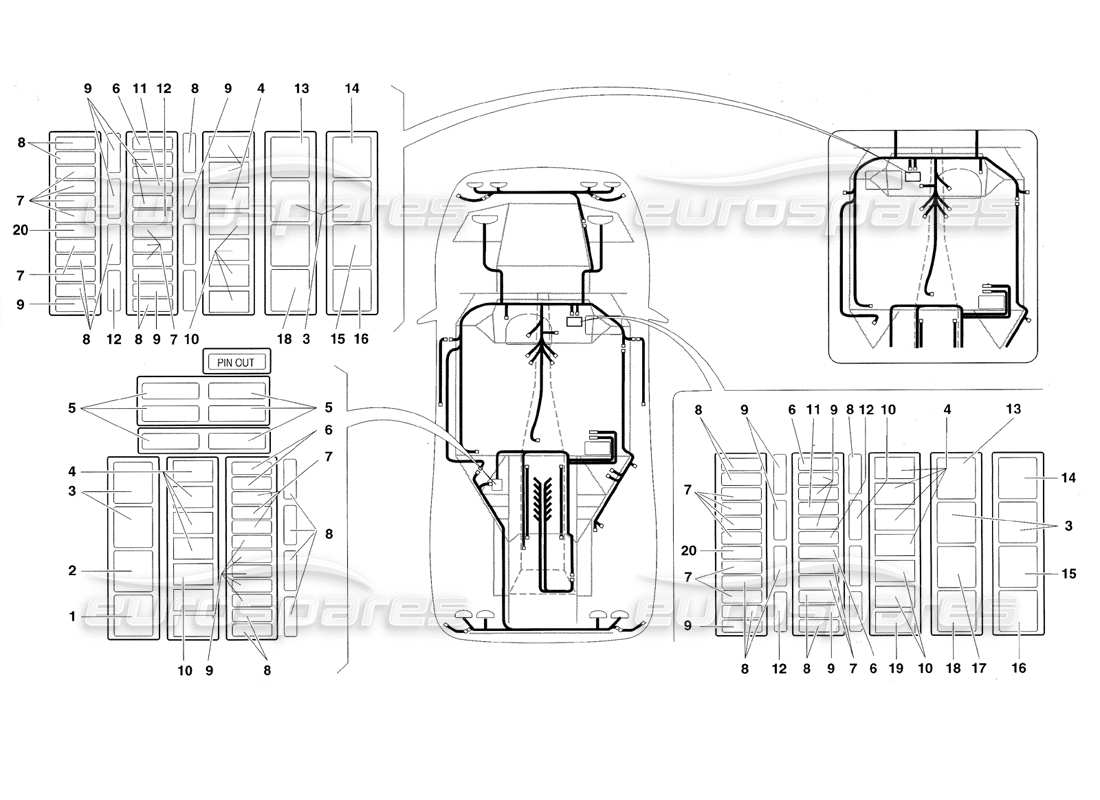 Lamborghini Diablo Roadster (1998) electrical system Parts Diagram