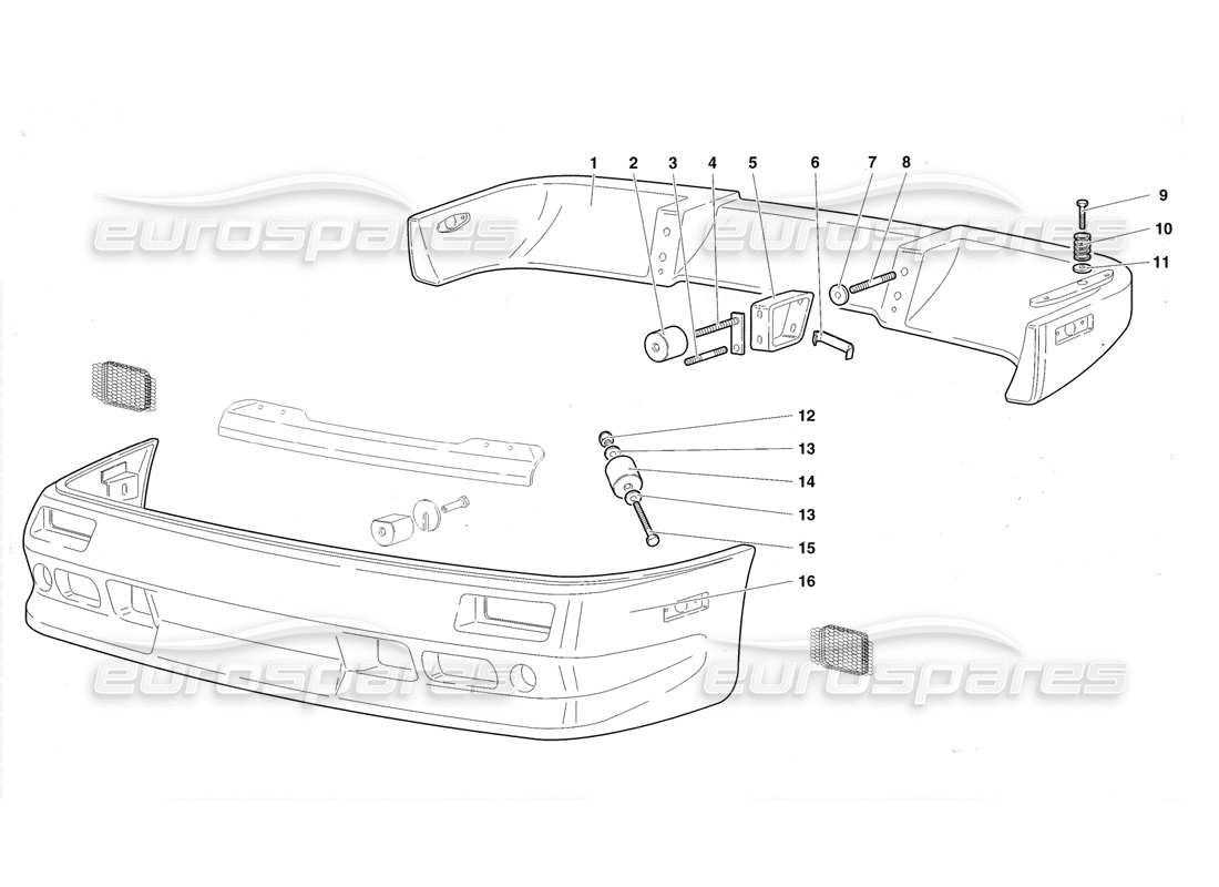 Lamborghini Diablo Roadster (1998) Bumpers (Valid for U.S.A and Canada 1998) Parts Diagram