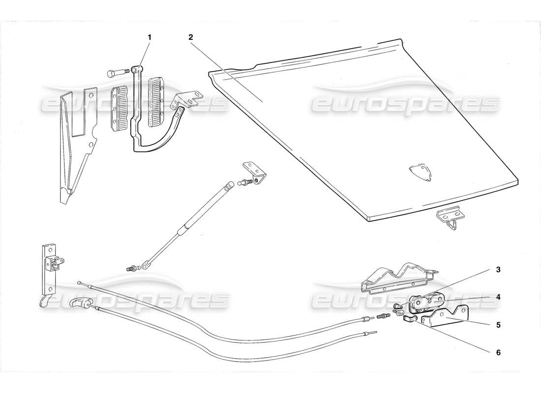 Lamborghini Diablo Roadster (1998) Front Hood (Valid for UK 1998) Parts Diagram