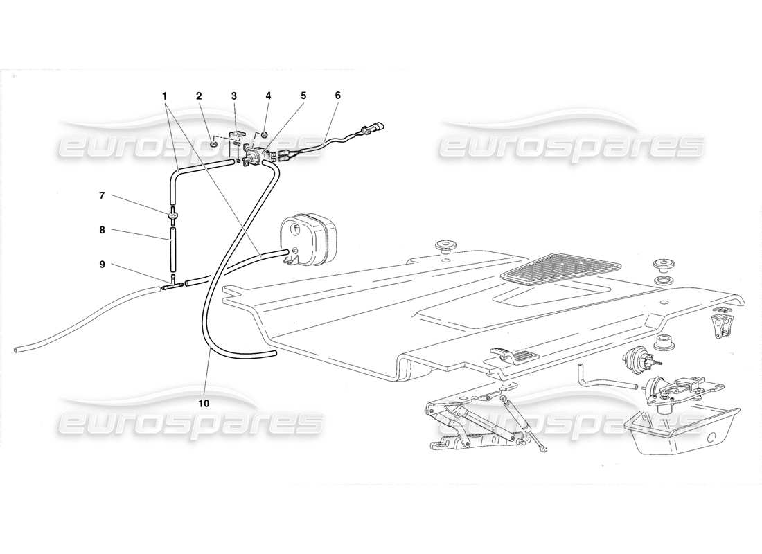 Lamborghini Diablo Roadster (1998) Engine Hood Parts Diagram