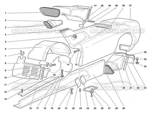 a part diagram from the Lamborghini Diablo parts catalogue