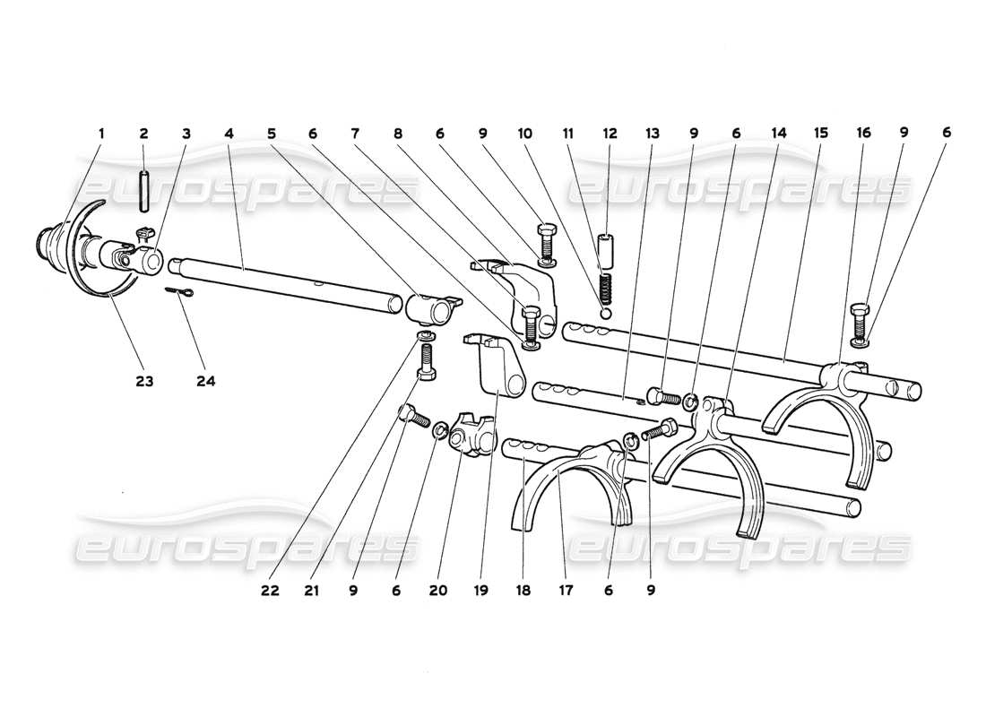 Lamborghini Diablo 6.0 (2001) Gearbox Shifting Rods and forks Parts Diagram