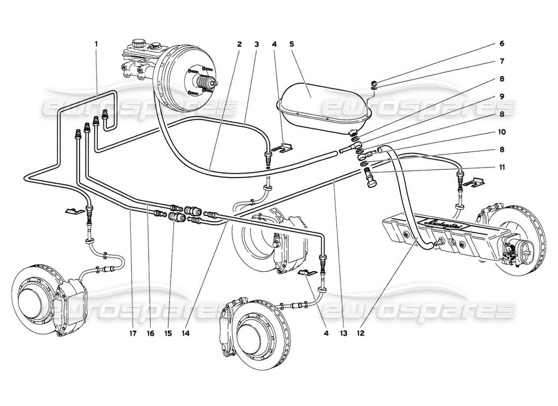 Lamborghini Diablo 6.0 (2001) Brake System Parts Diagram