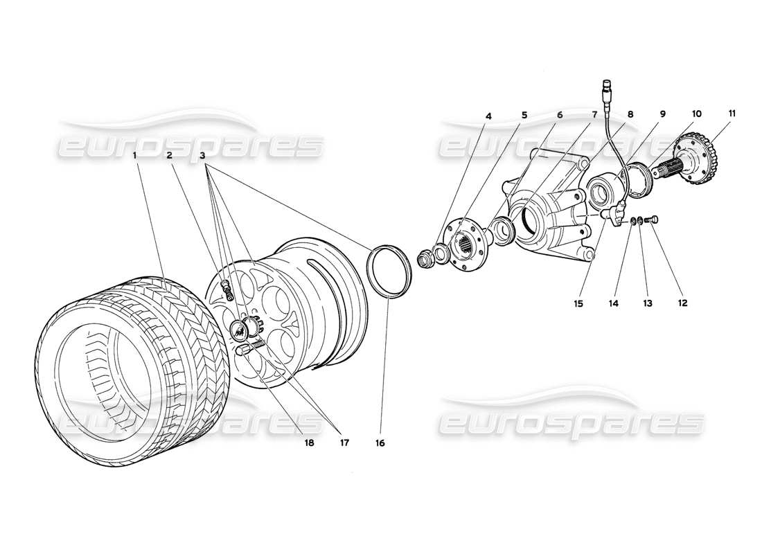 Lamborghini Diablo 6.0 (2001) Rear Wheel and Hub Carrier Parts Diagram