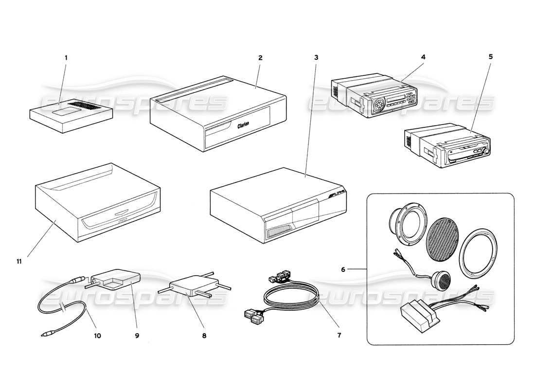 Lamborghini Diablo 6.0 (2001) Sound System Parts Diagram