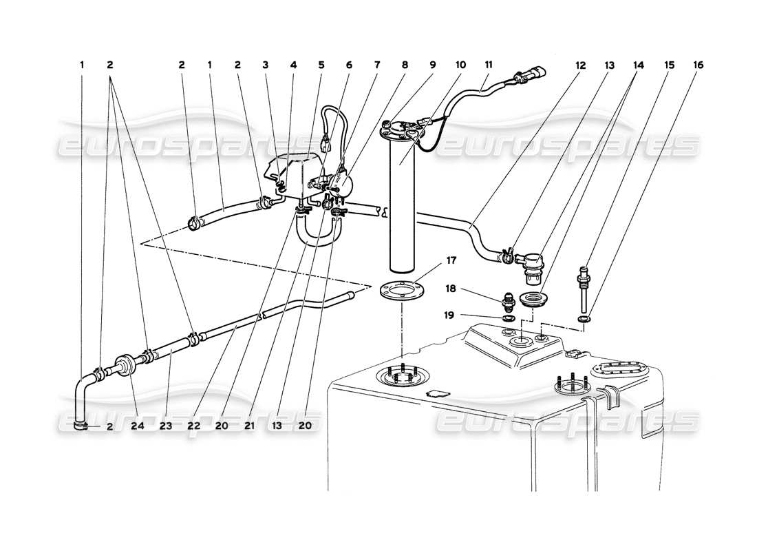 Lamborghini Diablo 6.0 (2001) fuel system Parts Diagram