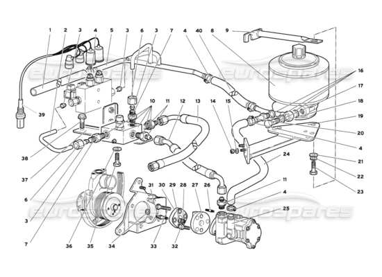 a part diagram from the Lamborghini Diablo parts catalogue