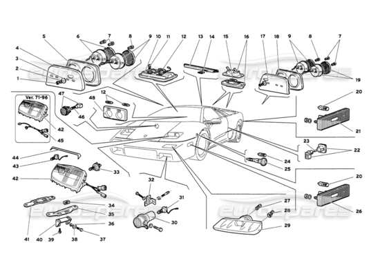 a part diagram from the Lamborghini Diablo parts catalogue