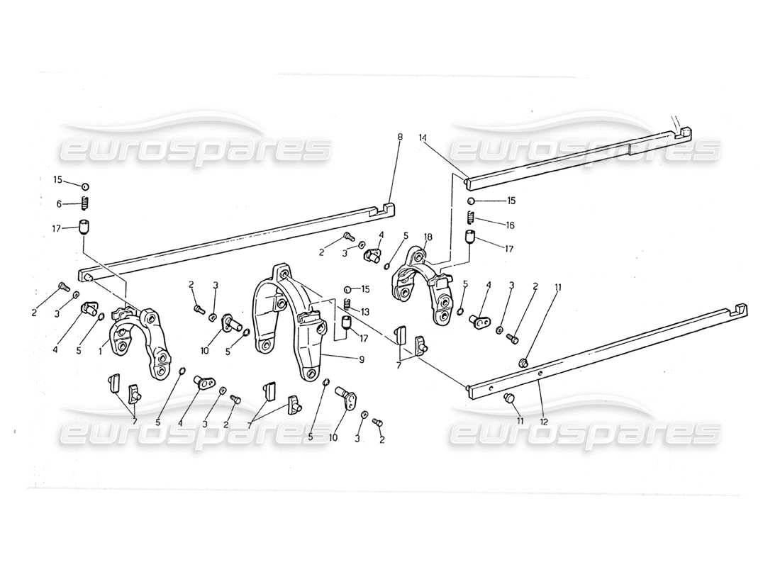 Maserati 2.24v Transmission - Inside Controls Part Diagram