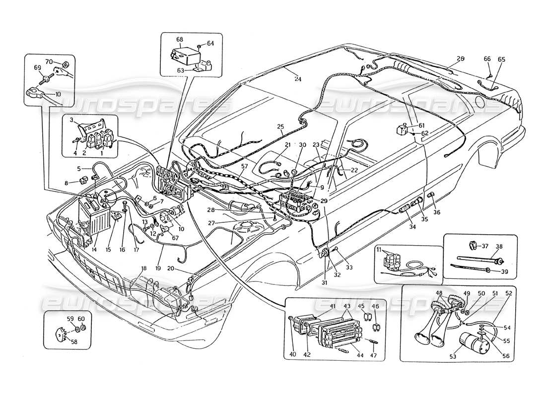 Maserati 2.24v Wiring Harness and Electrical Components Parts Diagram