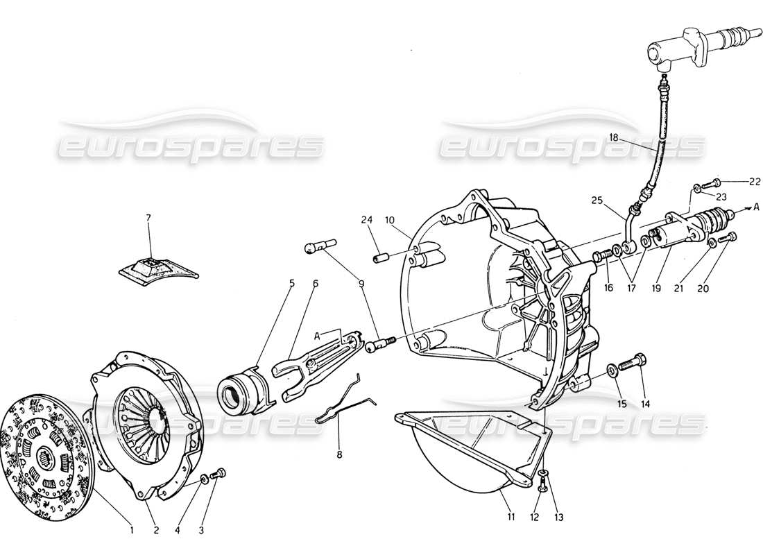 Maserati 222 / 222E Biturbo clutch Part Diagram