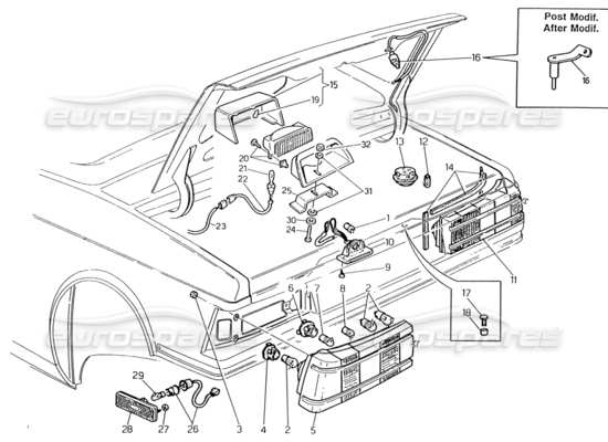 a part diagram from the Maserati 222 / 222E Biturbo parts catalogue